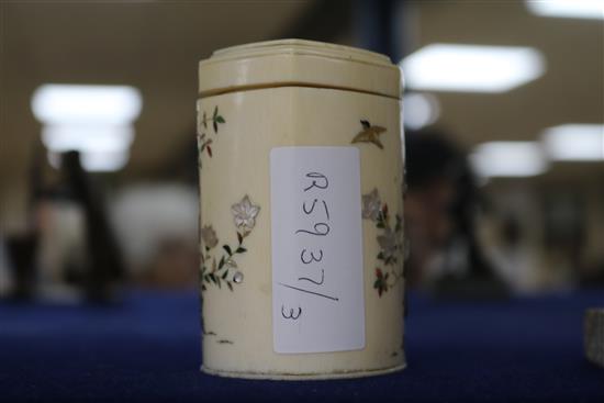 A Meiji period ivory shibayama canister